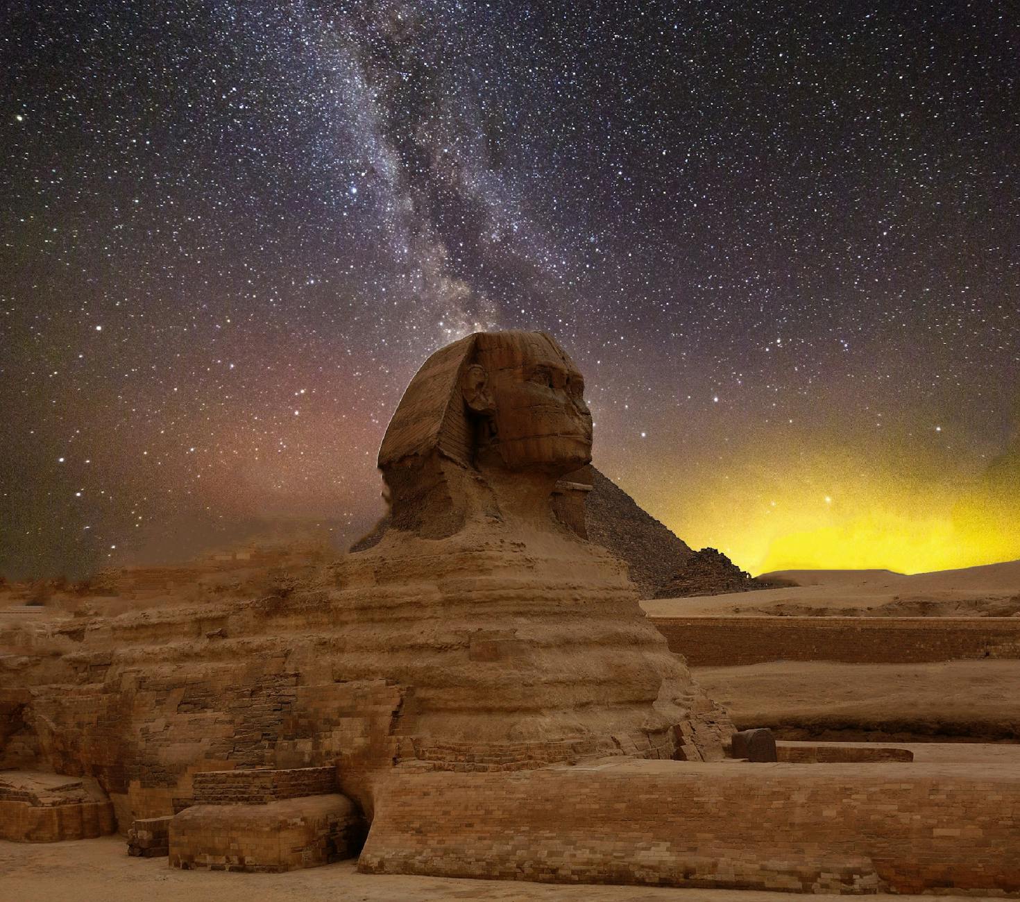 Egyptian pyramids sunset